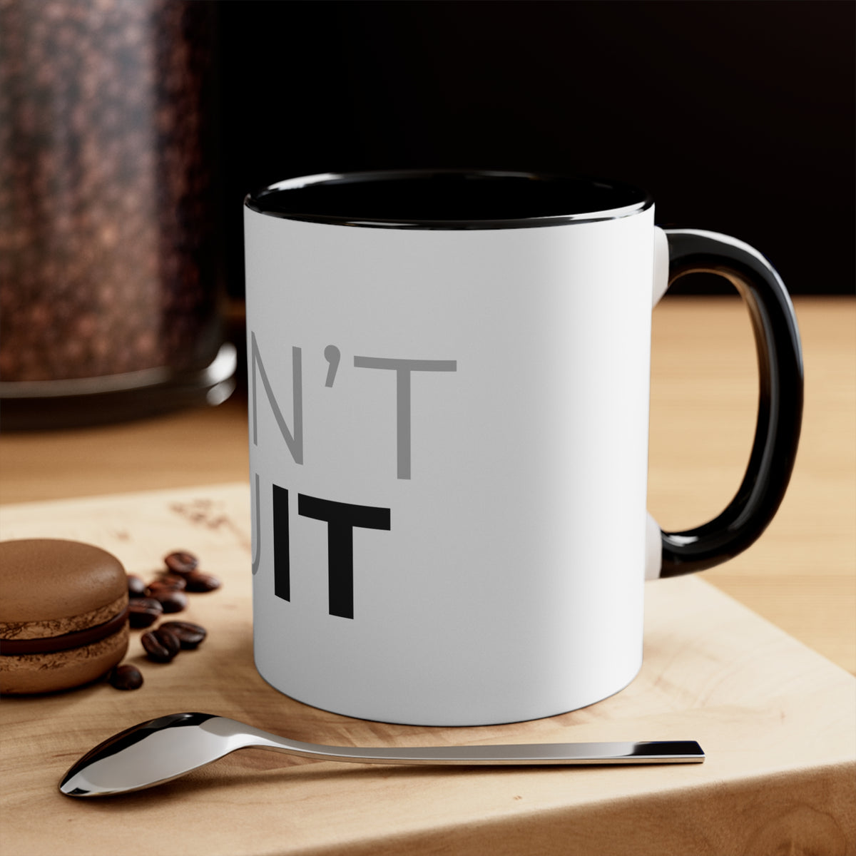 Don't Quit Accent Mug — Motivational Pink Interior & Handle Coffee Cup